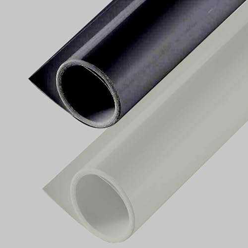 Image of SMILEDRIVE Photography Background Sheets, 60 x 120 cm, Grey and Black | Waterproof, Wrinklefree, PVC Material