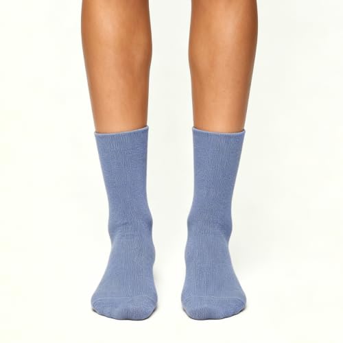 Image of Fszsaa Mulit-Pairs Crew Socks Solid Color Mid-Calf Tube Socks Casual Dress Socks for Women