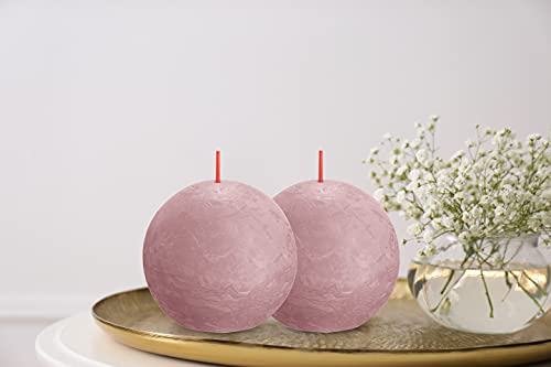 Bolsius 3 Pack Ash Rose Rustic Ball Pillar Candles - 3 Inch - Premium European Quality - Natural Eco-Friendly Plant-Based Wax - Unscented Dripless Smokeless 25 Hour Party Décor And Wedding Candles #TOP6