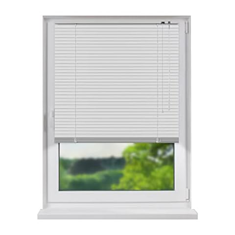 Fensterdecor Aluminium Jalousie 80 x 220 cm in Weiß I Jalousien Innen ohne Bohren zum Klemmen I Lamellen-Rollo Cover