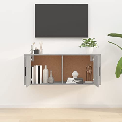 Meuble TV mural 100cm en bois d'ingénierie avec grands compartiments