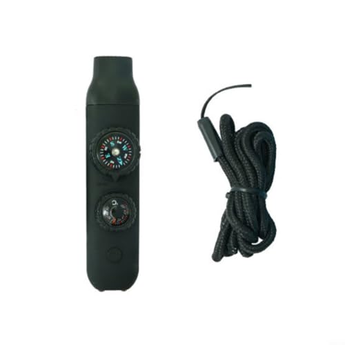 Hoppipola Supervivencia al aire libre para brújula con silbato, luz LED y termómetro, equipo de navegación impermeable para camping, senderismo, mochilero, negro (negro)