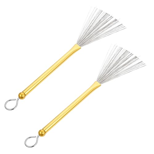 Yardwe 1Pair Metal Drum Brush Set Wire Drum Sticks with Comfortable Handle for Jazz Drums Percussion Instruments and Drum for Crisp and Soft Tones