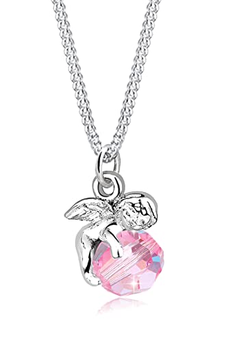 Collier pendentif ange Eli argent 925 femme chaîne maille fine cristaux