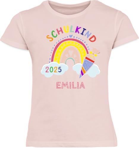 T-Shirt Mädchen - Einschulung - Schulkind 2025 Regenbogen - 140 (9/11...