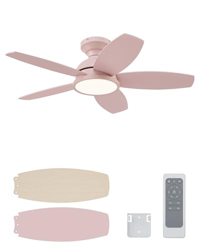 VONLUCE 36 Inch Ceiling Fans with Lights Pink