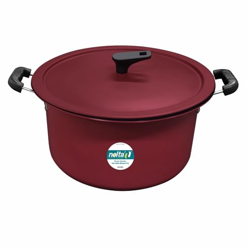 Image of Nolta Large Dum Biryani Pot (16 L) + Extra Steel Lid for Dum, Heavy Bottom, 1yr Replace-Guarantee, ISI Certified, Non-Toxic PFOA-Free Non-Stick Biriyani Handi (37cm, Matte Finish)