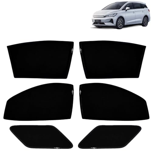 Image of KINGSWAY Car Sun Shade Curtains Only Compatible with BYD eMAX 7 (2024 Onwards) | Z-Black Fix-Type (Non-Magnetic) | UV & Heat Protection | Pack of 6 Pcs