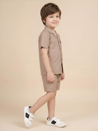 Image of POLKA TOTS 100% Cotton Co-Ord Set for Boys | Half Sleeve Shirt & Shorts Beach Outfit for Kids | Ultra-soft & Breathable Summer Clothes for Toddler & Baby Boy | Casual Dress & Printed Nightwear Set