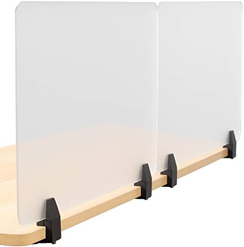 VIVO Dual Frosted Plexiglass 24 x 18 inch Clamp-on Desk Privacy Panels, Acrylic Cubicle Desk Dividers, Office Partitions, Pack of 2, PP-2-G048C