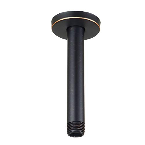 Straight Shower Arm 6 Inch Water Outlet PJ0614, Oil Rubbed Bronze Finish, Made of Stainless Steel with Gasket Flange by Purelux