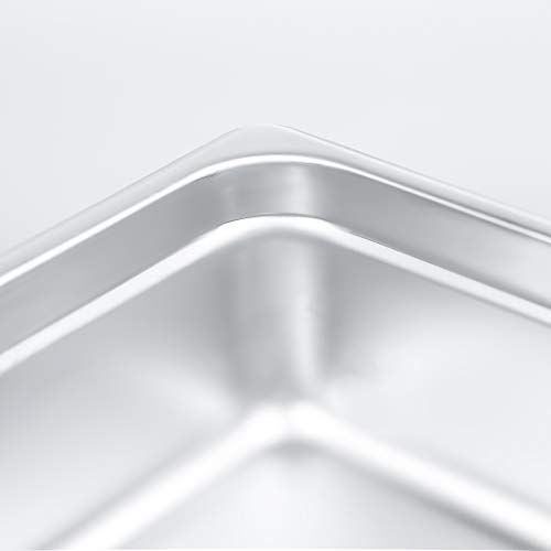 4" Deep Steam Table Pan 1/4 Size, 3 Quart Stainless Steel Anti-Jam Standard Weight Hotel GN Food Pans - NSF (10.43"L x 6.37"W)