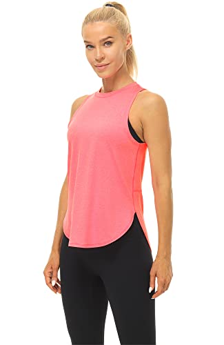 Icyzone High Neck Workout Tank Tops For Women, Racerback Athletic Gym Exercise Yoga Tops (Peach, M) #TOP3