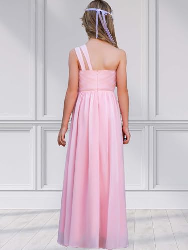Chiffon Flower Girls Dresses One Shoulder Junior Bridesmaid Dress Girls Wedding Party Dress4