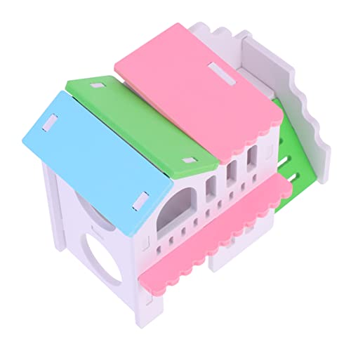 BESPORTBLE ハムスター ヴィラ モルモットの檻 家 豚 モルモットハウス ダブル hamster ハムスター pet まっとれす ペットの生息地 ハムスターウッドヴィラ 木製 Colorful