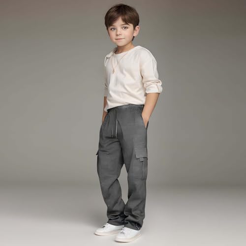 Cargo Sweatpants for Teen Children 2025 Casual Elastic Waist Wide Leg Pants Teens Workout Baggy Pant with Pockets3