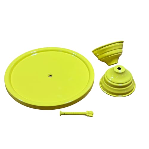 Image of Yellow Metal Cake Stand Pedestal | Round Non-Revolving 9 inch Diameter by 5 inch Height Dessert Display | Sturdy Cake Holder for Birthday, Wedding, Anniversary & Party Decor