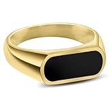 Arkai by Trendhim Siegelring Herren | Gold Sigelring aus Edelstahl mit Schwarzem Onyx | Dänisches Design | Ausdrucksstarker Männerschmuck für Alltag & Anlass
