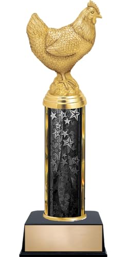 Customizable 10.5" Chicken Black Star Trophy Award, Engrave Now