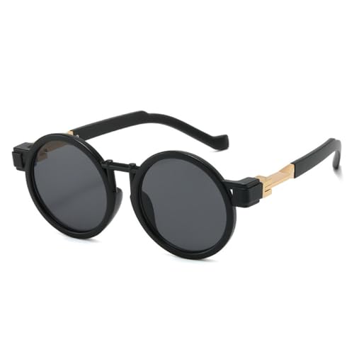 Lunettes de soleil rondes contre l'éblouissement avec verres gris noir mat protecteurs