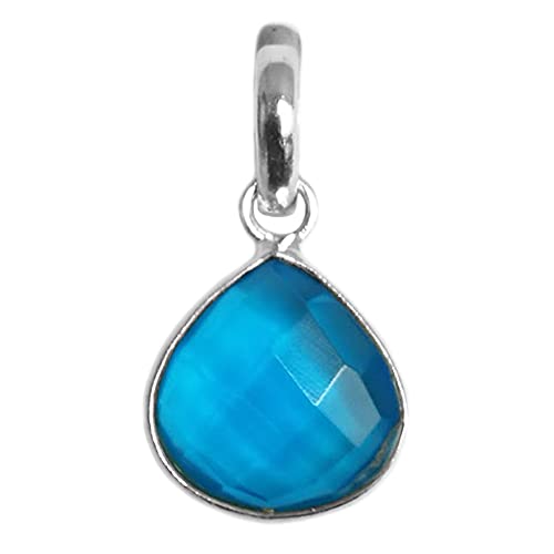 Pendentif topaze bleue en argent 925 anti-ternissement pour sublimer les décolletés ternes