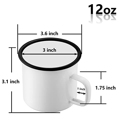 Teamfar Coffee Mug Set Of 6, 12 Oz Enamel Mug White Tea Camp Drinking Cups Mugs Vintage For Camping Picnic Home Use, Non Toxic & Portable, Classic Design & Easy Clean #TOP1
