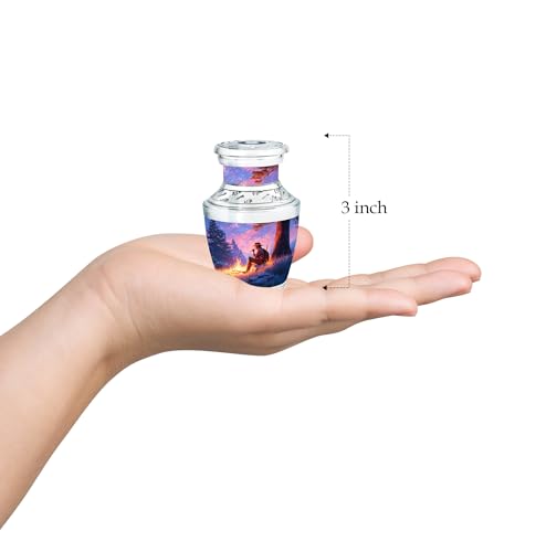Image of Cowboys Urn Small Ashes Keepsake 3 Inch | Human Urns for Ash Miniature Keepsake Urns for Adult Memorial Urn Human Ash