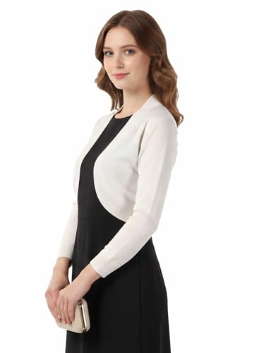 Image of Allsense Women's 3 /4 Sleeve Bolero Shrug for Dresses | Open Front Cropped Cardigan, Lightweight Knit Dress Cover Up