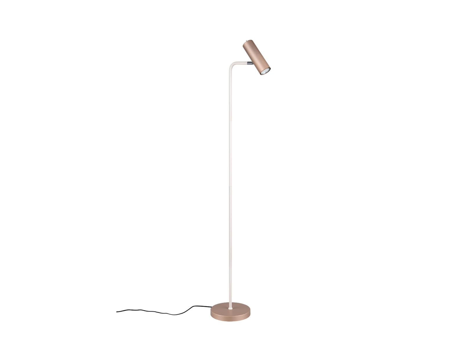 Lampa do czytania metalowa kawa/biała, spot wychylny, wysokość 151 cm