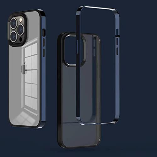 Coque iPhone 14 Pro Max bleu marine transparente silicone souple carré