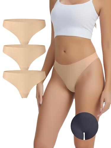 Image of Seamless Camel Toe Thongs for Women No Show Thong Panty Liners Invisible Breathable Camel Toe Concealer Underwear