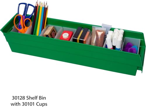 Image of Akro-Mils 30128 Plastic Shelf Bins, Heavy Duty Storage Bins for Garage, Closet, and Drawer Organization, 18-Inch x 4-Inch x 4-Inch, Green, 12-Pack