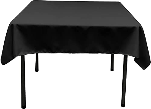 O linho poliéster popeline toalha de mesa quadrada, poliéster, preto, 132 x 132 x 0,04 cm