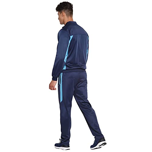 Image of Nivia Sp-05-Tracksuit /Sportswear Regular Fit Track Suits /Athletic Gym Running Jogging Suit Sets (Navy /Aqua, L)