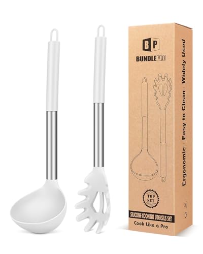 Fourchette à pâtes et louche en silicone blanc de haute qualité
