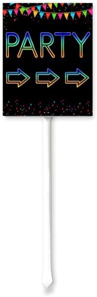 Miniatura 1 de KPSheng Party This Way - Letrero de metal direccional con estacas para cualquier ocasión, fiesta de cumpleaños, flecha para patio al aire libre, 4.6