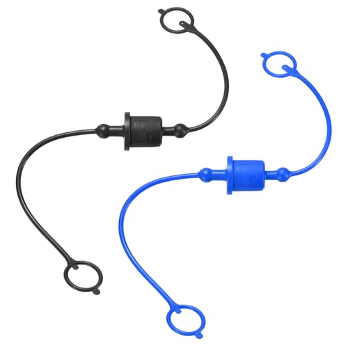 Image of HARFINGTON 2Sets 1 /2 Hydraulic Hose Dust Cap and Plug Kit, ISO-A Male Dust Cap & Female Plug Cover Quick Disconnects Air Coupler Cover Port Plug Fittings with Retention Ring, Blue /Black