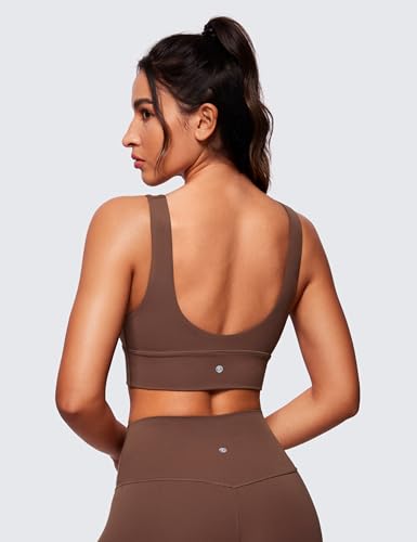 Image of CRZ YOGA Butterluxe V Neck Longline Sports Bra | Light Support, Removable Pads, Yoga, Extremely Soft, U Back, Wide Straps, for Women