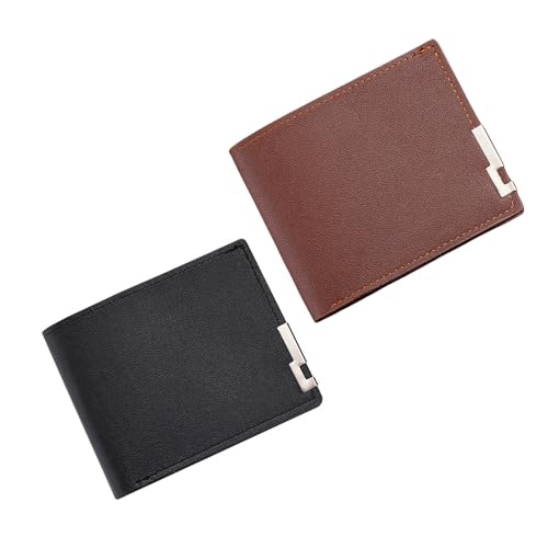 Men's short wallet, horizontal PU leather wallet, men's multi slot card bag, ultra-thin, portable, fashionable, business, leisure, portable small wallet