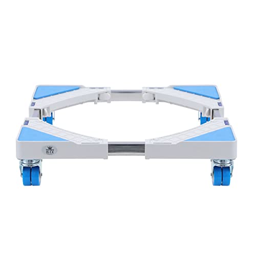 TOPWAY Multi-Functional Adjustable Movable Washing Machine Base, 150kg Loading Capacity, Tumble Dryer Mobile Stand with 4 x 2 Locking Brake Swivel Wheels, for Home Appliances Fridges