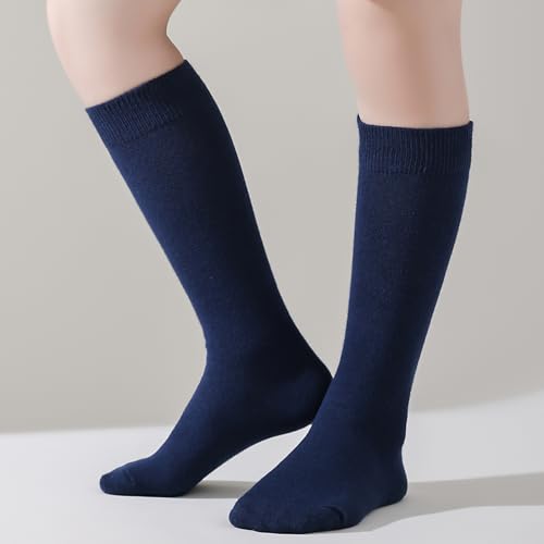 Knee High Socks for Girls Boys School Uniform Set - 3/6 Pack Cotton Tube Socks in Black, White, Navy Blue4