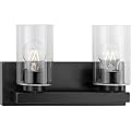 Goodwin Collection 12.87 in. 2-Light Matte Black Modern Vanity Light with Clear Glass for Bathroom