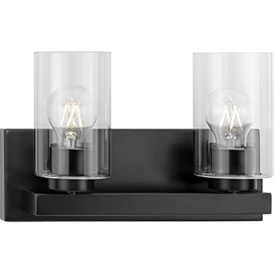Goodwin Collection 12.87 in. 2-Light Matte Black Modern Vanity Light with Clear Glass for Bathroom