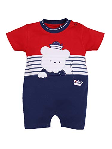 Image of BABY GO Baby Boys & Baby Girls Cotton Romper | Half Sleeve Polo Collar Jumpsuit | Newborn Infant Summer Outfit with Button Closure | Soft Breathable Playsuit | Stylish Print One Piece Dress