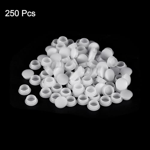 Image of uxcell 250Pcs Screw Hole Plugs, 12mm(15 /32 inch) Dia Plastic Snap in Locking Hole Covers Flush Type Caps for Furniture Cabinet Cupboard, Clear