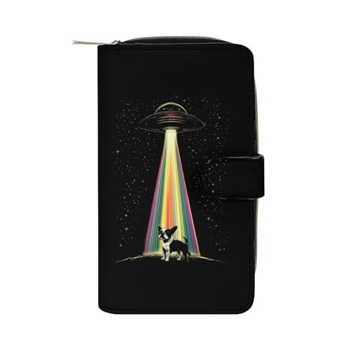 Portefeuille bouledogue français pour homme et femme avec porte-carte ID et fermeture zippée
