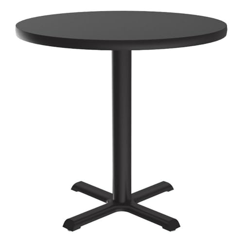 Correll 24" Round Commercial Laminate Cafe and Breakroom Table in Black Granite