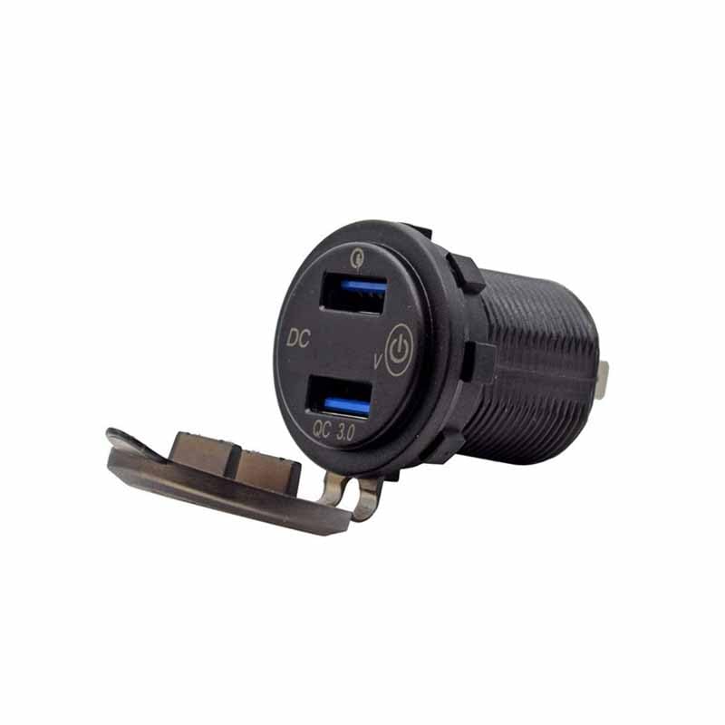 Car Charger QC3.0 Dual QC3.0 Charger Fast Charging and Switch for Marine Truck Motorcycle Car etc