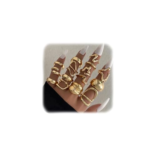 XFSRG 15 Pièces Bague Femme Géométrie Minimaliste Luxe Léger Bagues Personnalité Réglable Accessoires de Mode