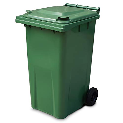 Yellowshield 240 Litre Wheelie Bin - GREEN (Standard Household Size)- Council Bin Manufactured To EN 840 standard Most Popular Size